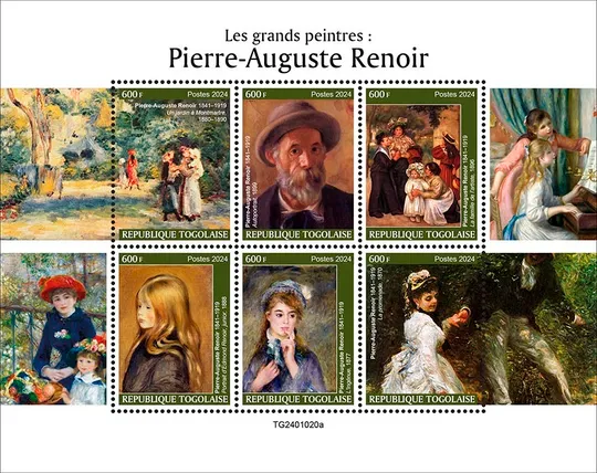 Того-Живопись-Великие Художники-2024. Чистые полные красивые комплекты-8 М/Листов. Оптовый Лот! MNH. Недорого