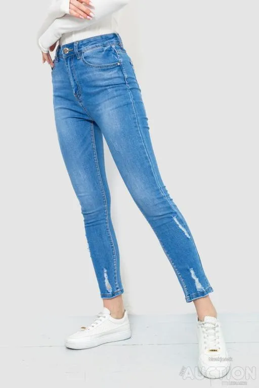 Джинсы женские с потертостями, цвет синий, 214R1532 З аукціону