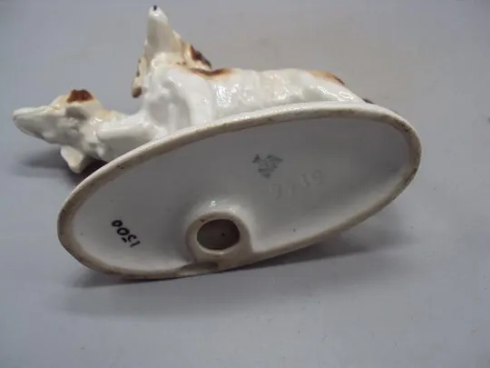 Фигура фарфор Германия Carl Scheidig KG Гревенталь охотничьи собаки Эпаньол бретон собачки 10,8см №5 Інтернет-аукціон