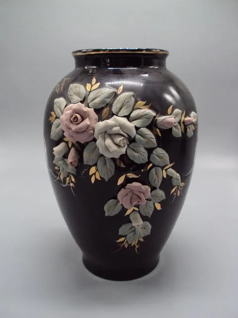 Ваза фарфор Барановка цветы розы высота 27 см, диаметр 11,4 см №14042 Ціна