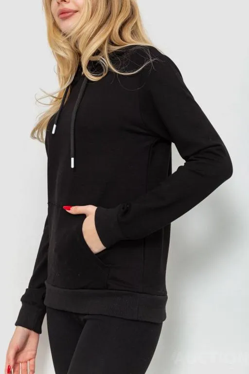 Худи женский двухнитка, цвет черный, 229R151-1 З аукціону