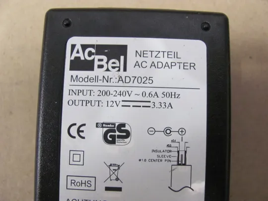 адаптер живлення AcBel AD7025 12V 3.33A  5.5 x 3 mm оригінал ЦІКАВИТЬ ОПТ Продаж