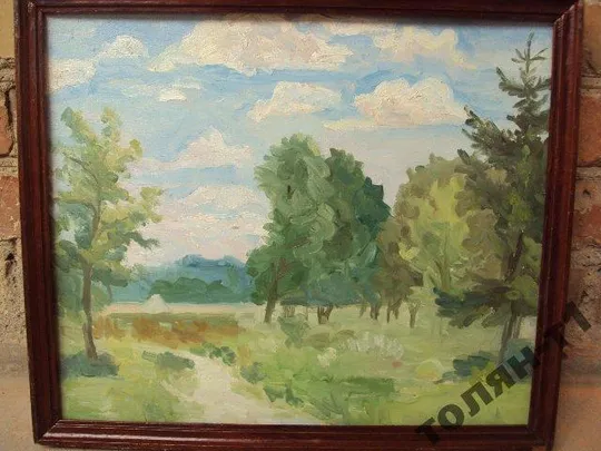 Картина пейзаж деревья Аксентюк. масло картон 44х37,5 см №84 З аукціону