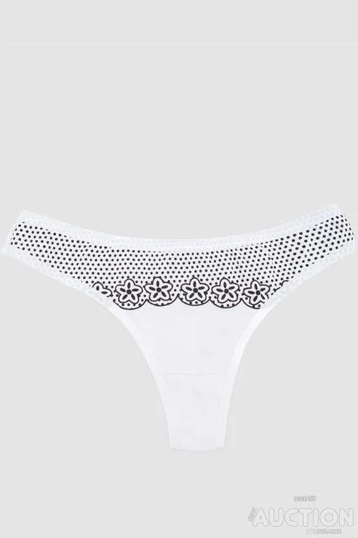 Трусы женские стринги, цвет бело-черный, 242R8816 Ціна