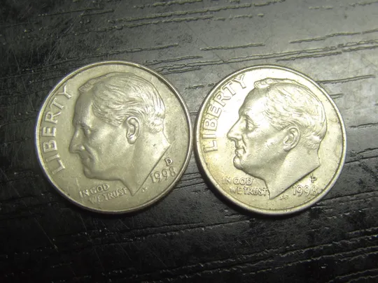 1 дайм 1998 США (два різновиди) Ціна