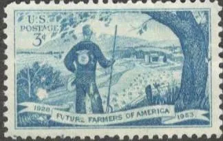 США (USA) 1953 г.   РЕДКАЯ.  МАРКЕ 70 ЛЕТ.  25 лет чёто связано с фермерством Америки.  МАРКА С КЛЕЕМ. СОСТОЯНИЕ ИДЕАЛЬНОЕ. Ціна