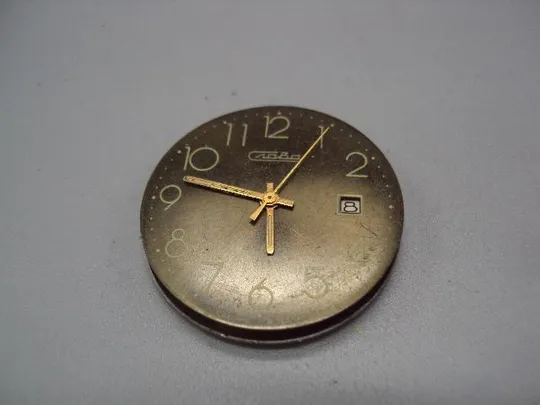 Механизм, циферблат и крышка наручные часы Слава 21 камень календарь ссср не на ходу №14649 Ціна