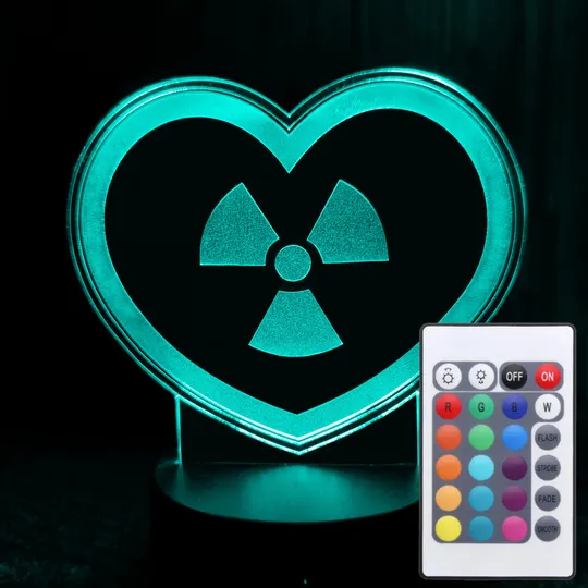 Акриловий світильник-нічник з пультом 16 кольорів Сердце Радіація tty-n001155 Ціна
