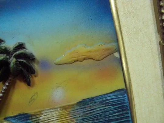 Картина барельеф морской пейзаж с дельфинами море в раме 33 х 27,5 см №11033 З аукціону