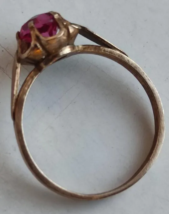Кольцо СССР серебро 925 позолота с розовым камнем 18 размер  vt324 Недорого