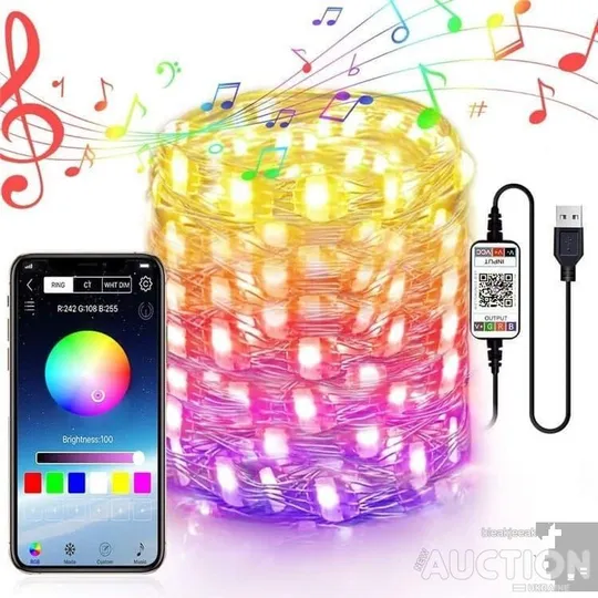 Розумна світлодіодна Bluetooth гірлянда Encora Xmas Lights 100LED 5 м Ціна