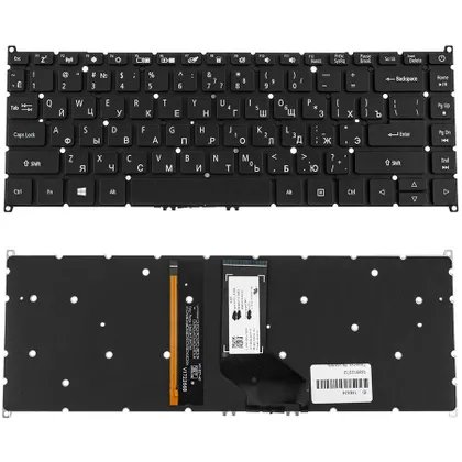 фото, Клавіатура для ноутбука ACER (TM: P614-53, P414-53) rus, black, без кадру, підсвічування клавіш