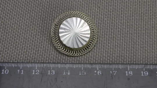 Брошка мельхіор скань червоне скло стара радянська біжутерія Вживане Продаж