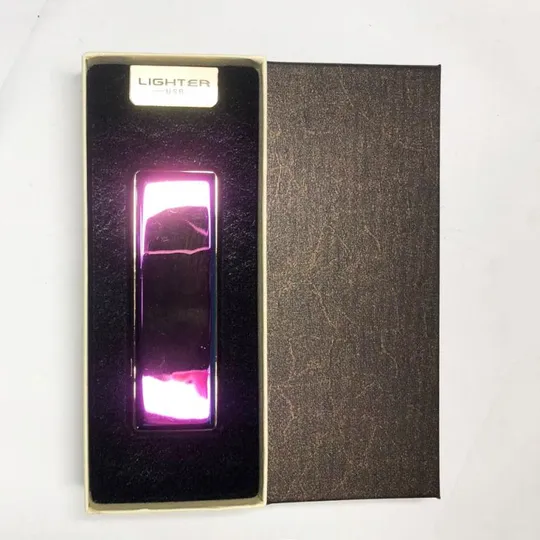 USB зажигалка в подарочной упаковке с двумя спиралями накаливания. Цвет: фиолетовый Де купити