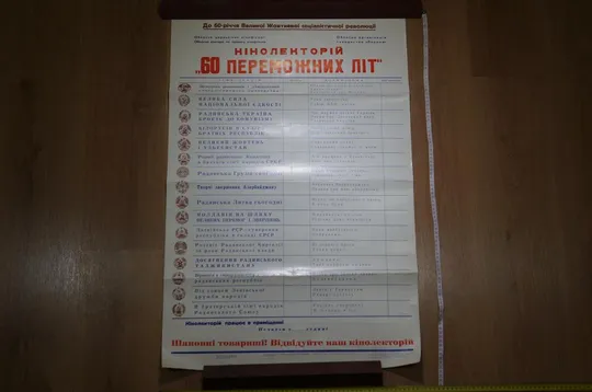 плакат кинолекторий 60 лет победных лет  хмельницкий 1976 №8209 Ціна