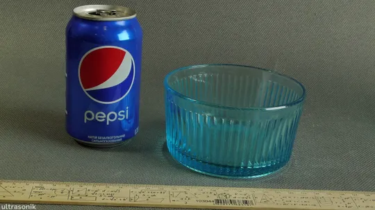 Купити Ваза ємкість цукерниця стара радянська бірюзове блакитне кольорове скло Вживане Ф 12,1 см