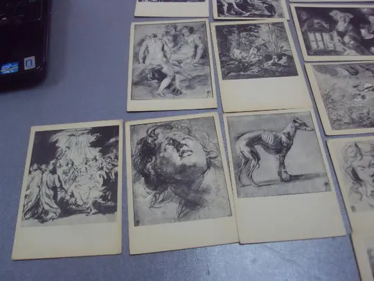 набор открыток рисунки фламандских художников 1957 бойтман  12 шт №4634 Де купити