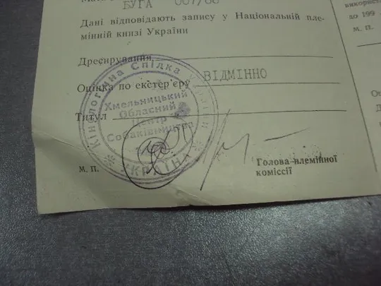 сертификат на право племенной деятельности кинологический центр №4263 Де купити