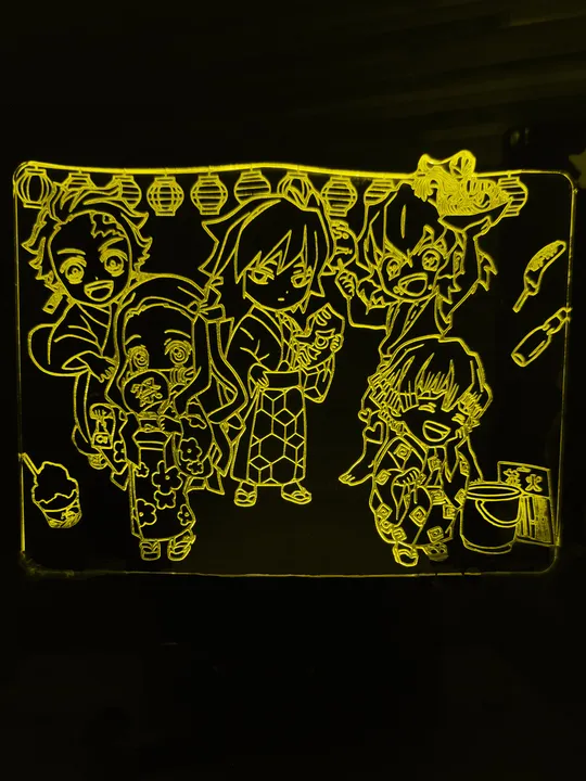 Акриловий світильник-нічник Клінок розсікаючий демонів жовтий tty-n000887 Ціна