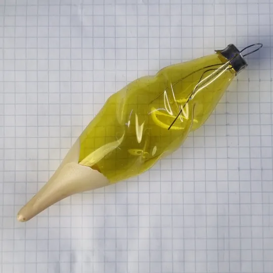 Елочная игрушка "сосулька. из жёлтого стекла и декоративным переходом" (ссср) Інтернет-аукціон