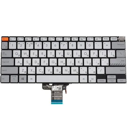Купити Клавіатура для ноутбука ASUS (X3400, X7400 series), rus, silver, без кадру, підсвічування клавіш (Red Esc)