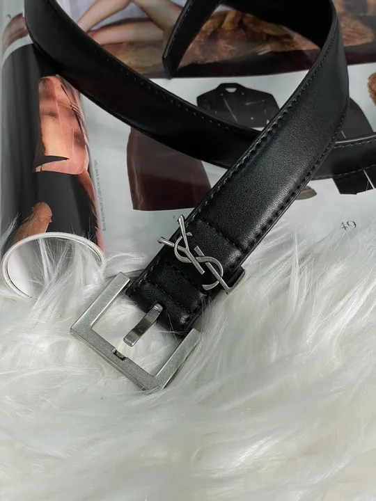 Ремінець жіночий Yves Saint Laurent Cassandre Belt With Square Buckle Black/Silver ( 66120) Продаж