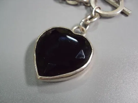 Купити Бижутерия цепочка цепь и браслет OXXO сердце сердечко Обсидиан Европа б/у №11227