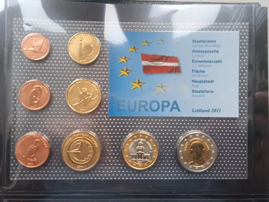 Латвія. Річний набір монет Євромонет(Європроба) Ціна