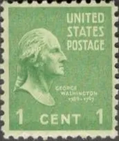 США (USA) 1938 г. 1 ЦЕНТ.  ДЖОРДЖ ВАШИНГТОН. 1 ПРЕЗИДЕНТ СОЕДИНЁНЫХ ШТАТОВ АМЕРИКИ. МАРКЕ 86 ЛЕТ. 1$.  МАРКА С КЛЕЕМ. ОЧЕНЬ РЕДКАЯ. Ціна