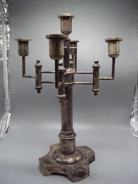 Канделябр подсвечник на 5 свечей серебро 800 проба голова Европа вес 1447 грамм высота 47 см №1368 Інтернет-аукціон