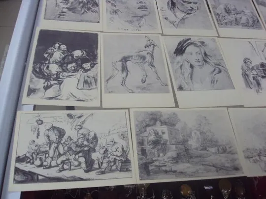 набор открыток рисунки старых мастеров 17-18 век 1959 15 шт  №1672 Де купити