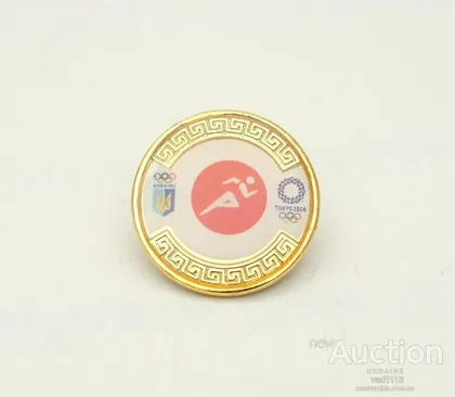 фото, Официальный значок НОК Украины - легкая атлетика Олимпийские игры 2020 Токио