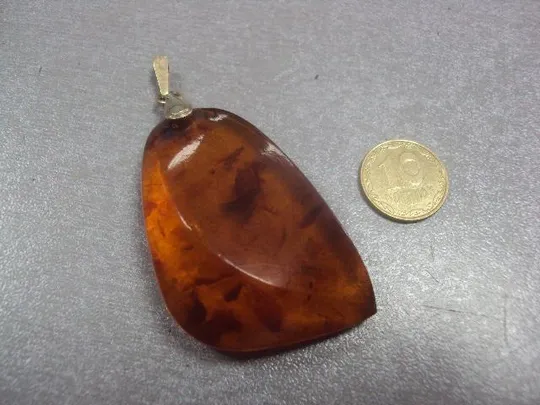 кулон подвеска янтарь серебро 875 проба ссср вес 12,5 г позолота Ціна