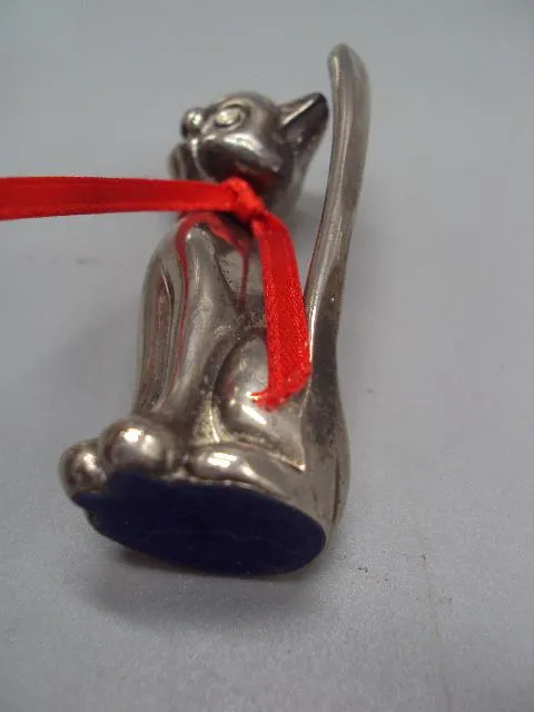 Фигура миниатюра статуэтка кот с бантиком металл Европа кошка с бантом высота 7,3 см №15044 Характеристики