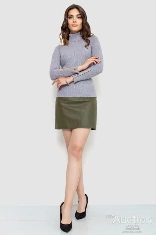 Купити Гольф женский в рубчик, цвет серый, 204R036