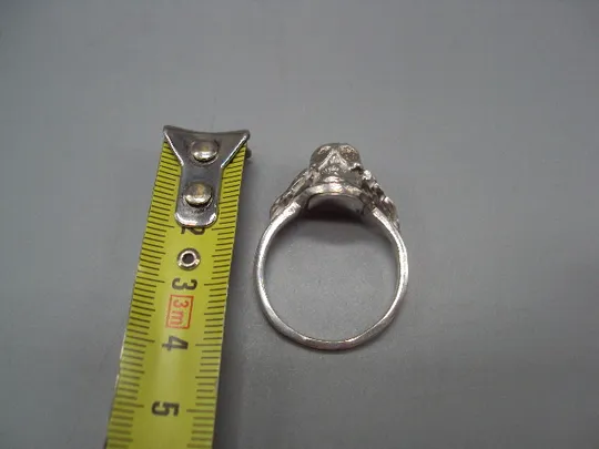 Мужское кольцо череп и листья листочки перстень серебро Украина вес 11,86 г 23 размер №15755 З аукціону