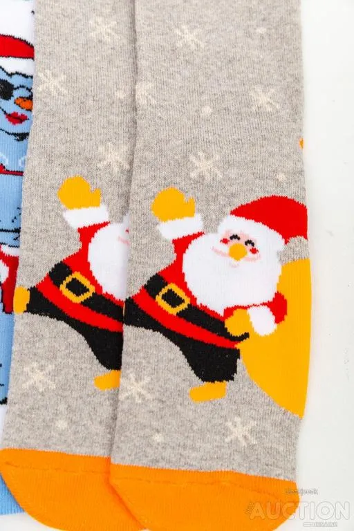 Комплект женских носков новогодних  3 пары, цвет бежевый,белый,темно-серый, 151R261 З аукціону