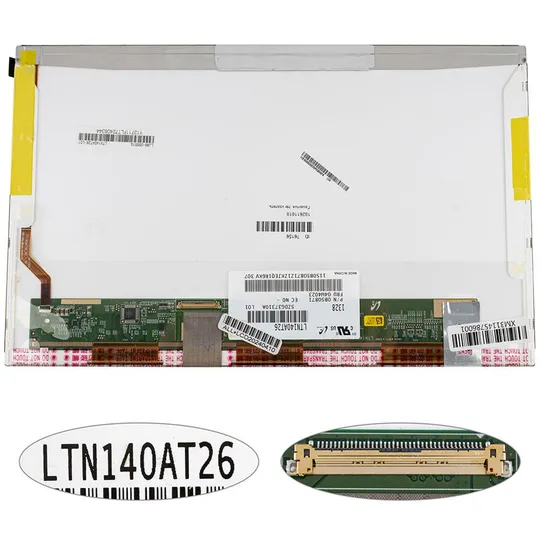 Матриця 14.0 LTN140AT26 (1366*768, 40pin, LED, NORMAL, глянцева, роз'єм ліворуч знизу) для ноутбука (renew) Ціна