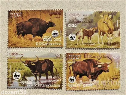 фото, Серія марок " Фауна " Народна Республіка Кампучія 1986 рік