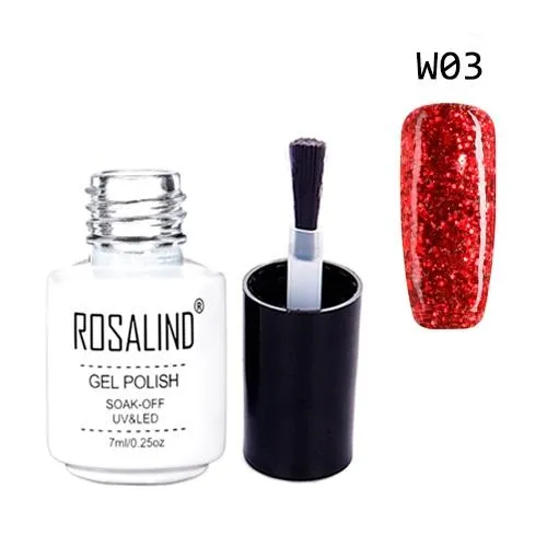 Гель-лак для ногтей маникюра 7мл Rosalind, глиттер, W03 красный Ціна