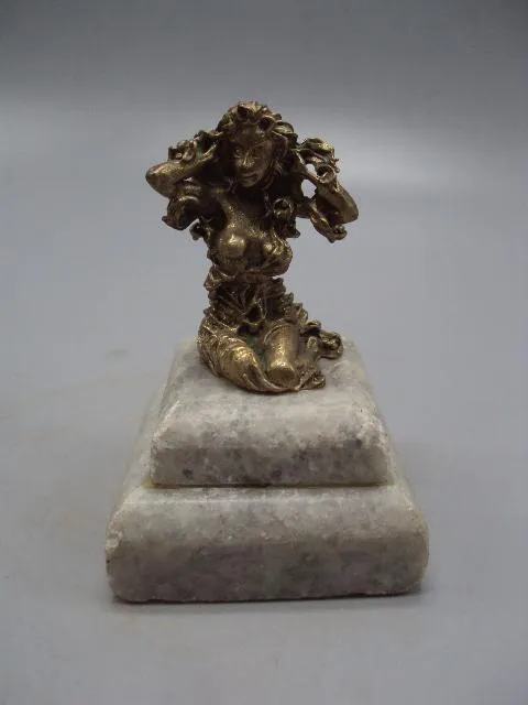 Фигура бронза на подставке камень статуэтка девушка русалка высота 8,8 см (№374) №13861 Ціна