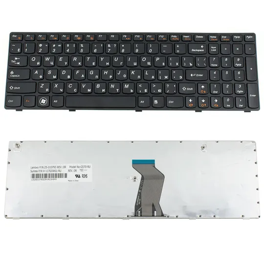 Клавіатура для ноутбука LENOVO (G570, G575, G770, G780, Z560, Z565) rus, black, black frame (оригінал) Ціна
