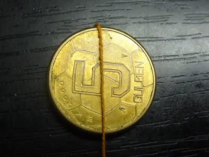 фото, Брак 5 гульденів 2000 Нідерланди, Євро-2000 (аверс/реверс 90 градусів)