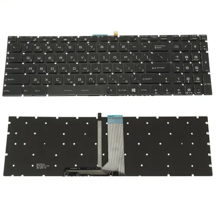 фото, Клавіатура для ноутбука MSI (GV62, GT62) rus, black, без фрейма, підсвічування клавіш