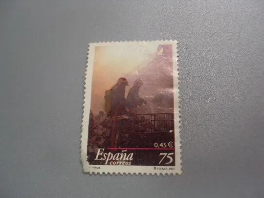 марка Испания 2001 рабочие пожарные 2000 пожарная служба профессии негаш №2376 Ціна