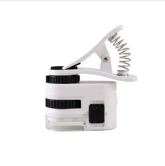 Міні лупа-мікроскоп з прищіпкою,з підсвічуванням для телефона  (TB10-60X) Ціна