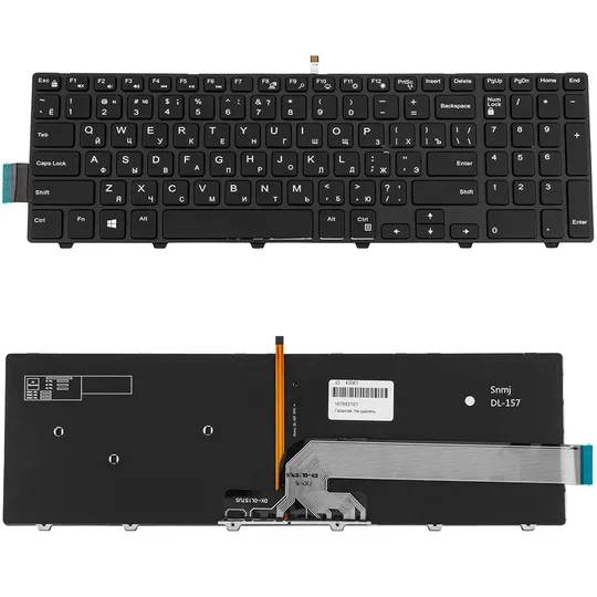 Купити Клавіатура для ноутбука DELL (Inspiron: 3541, 3542, 3543, 5542, 5545, 5547) rus, black, підсвічування клавіш