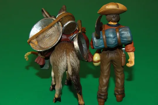 ковбой траппер золотошукач з віслюком SCHLEICH 90-100мм ФРН ФРГ Продаж