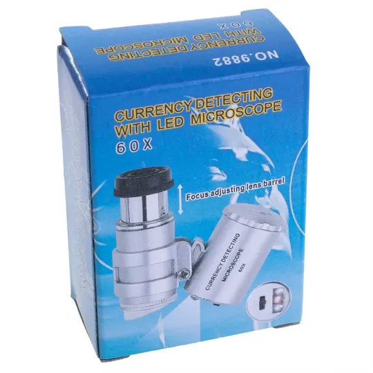 Мікроскоп кишеньковий мінівиріб.- 60Х,2 LED, 1UV (NO.9882) З аукціону