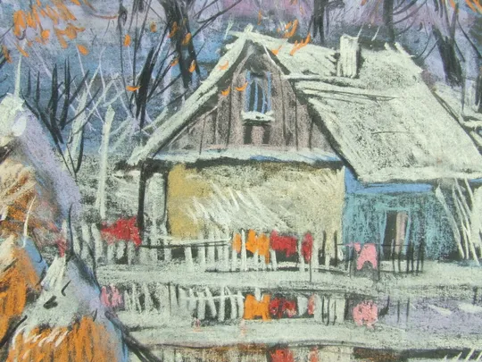 Зас.худ.укр. Роскин Н. раз. 50 х 35 см. картон смешаная техника 1991 гг. Закарпатская школа. З аукціону